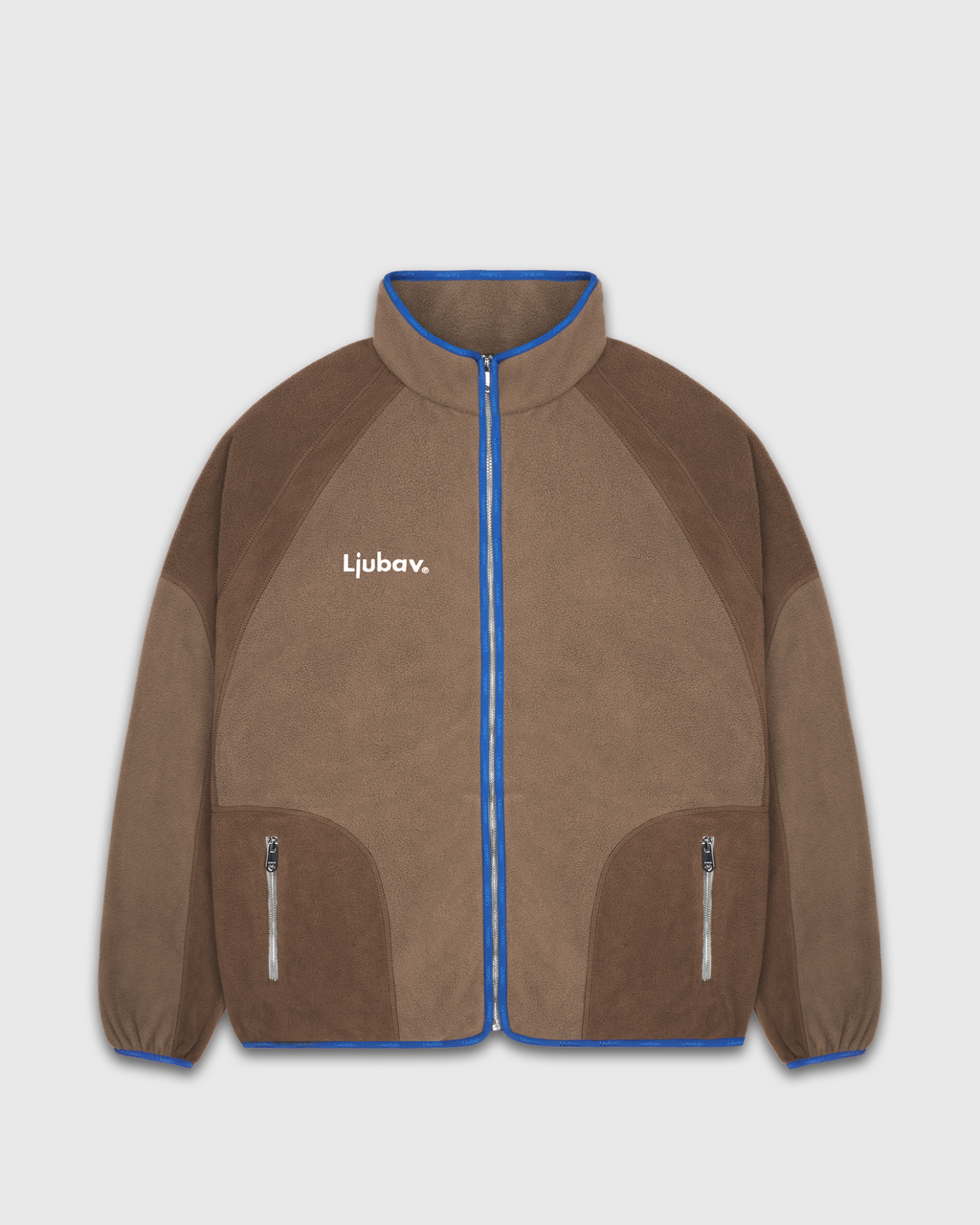 Two Tone Fleece Jacket Brown