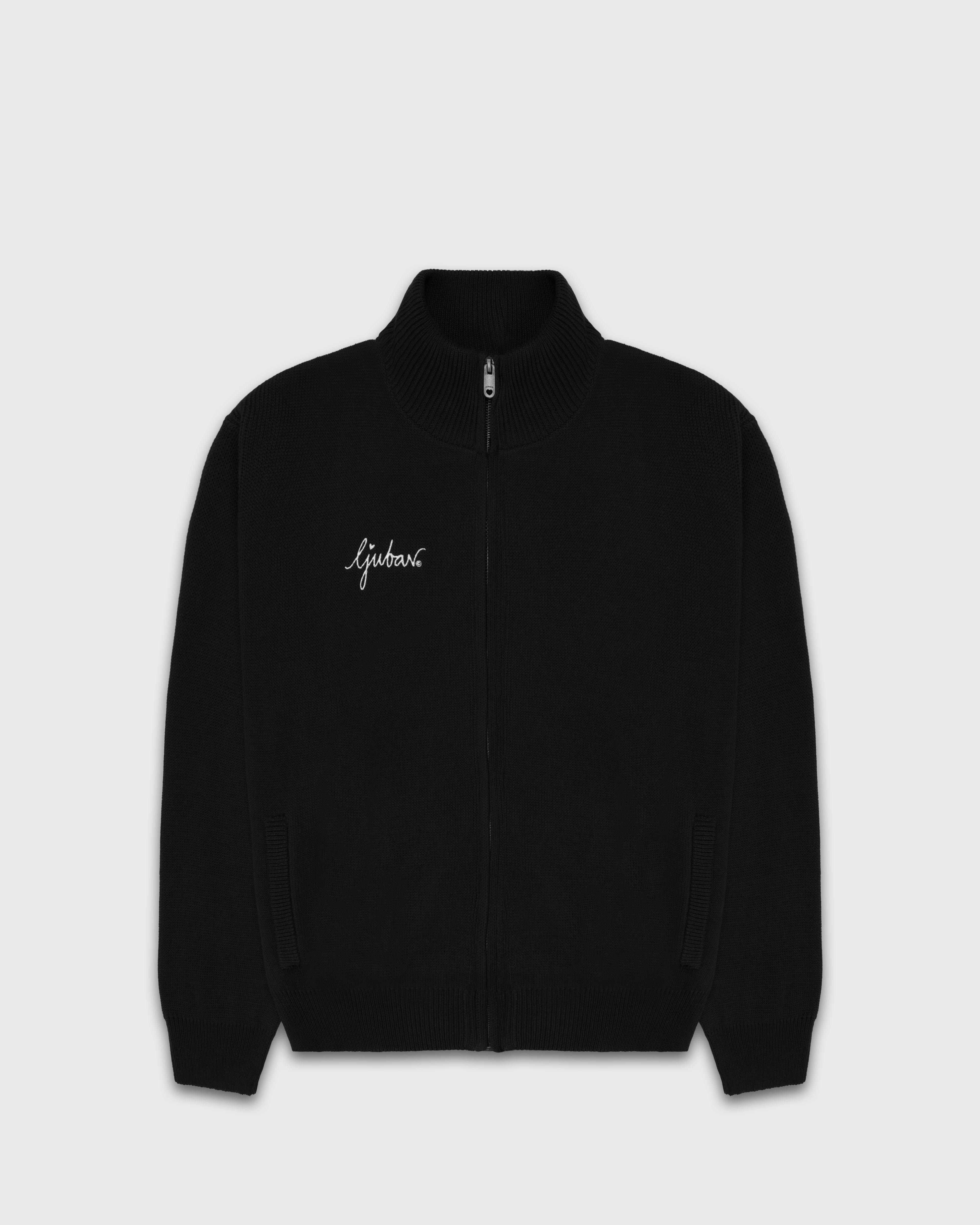Script Full-Zip Knit Black